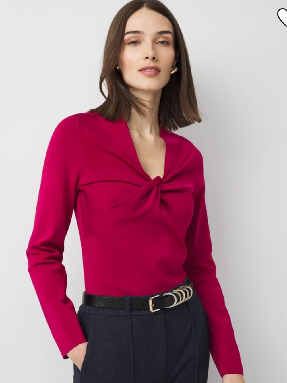 White House Black Market Twist Neck Sweater sz L color Pink Peony